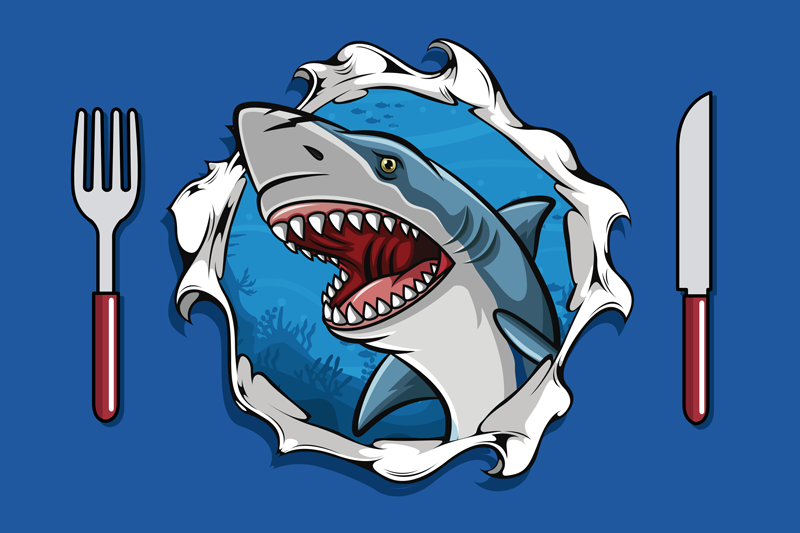 Big shark 3D fish placemats - TenStickers