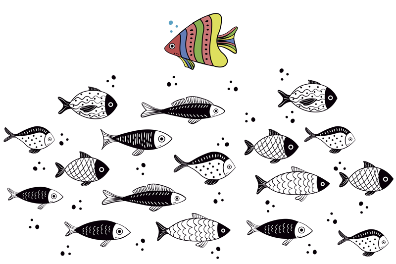 Original placemat colorful fish design - TenStickers