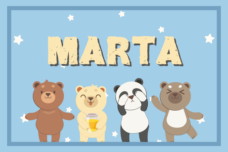Adorable bear customisable name kids placemat - TenStickers