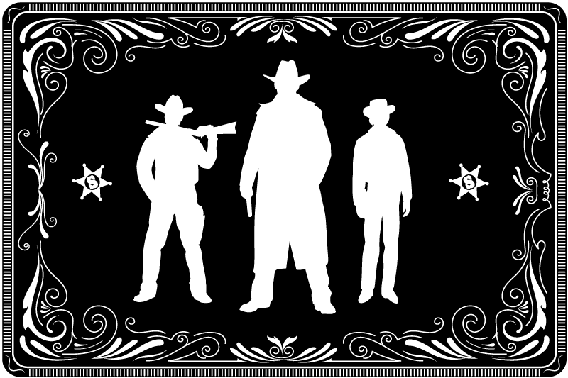 Cowboy and horses pattern black placemats - TenStickers