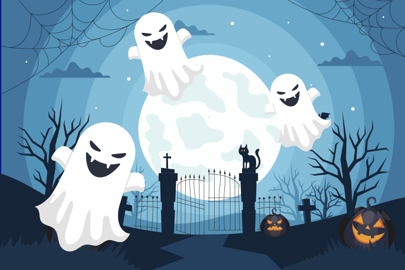 Scary Ghosts Halloween placemats - TenStickers
