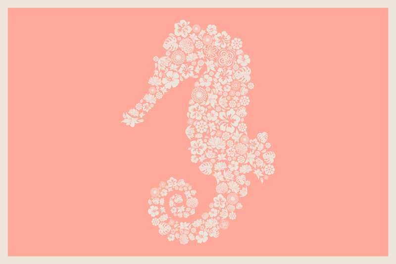 Original placemat floral seahorse design - TenStickers
