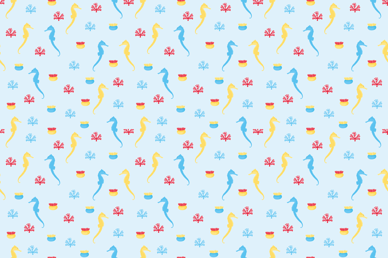 Sea horse and coral blue placemats - TenStickers