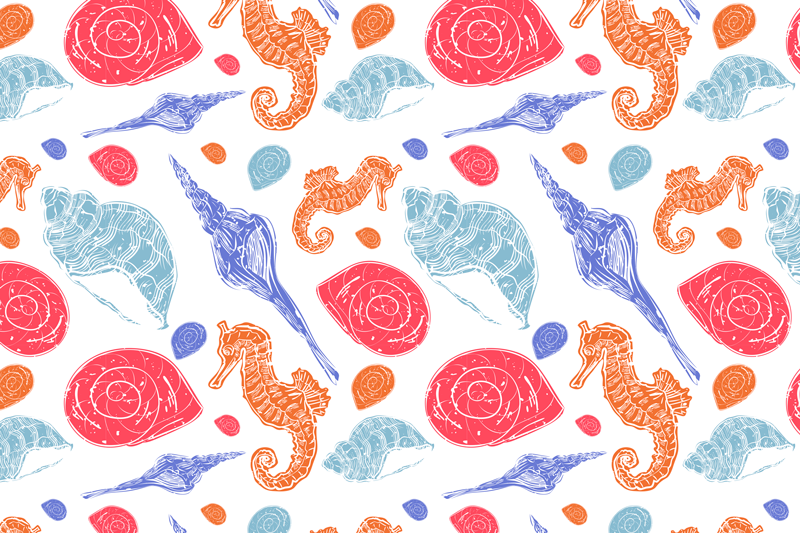 Original placemat seashells and seahorses design - TenStickers