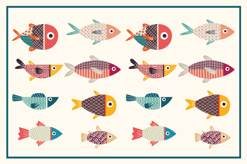 Original placemat colorful fish designs - TenStickers