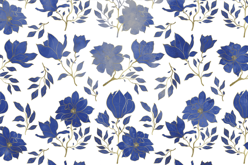 Dark blue flowers modern placemats - TenStickers