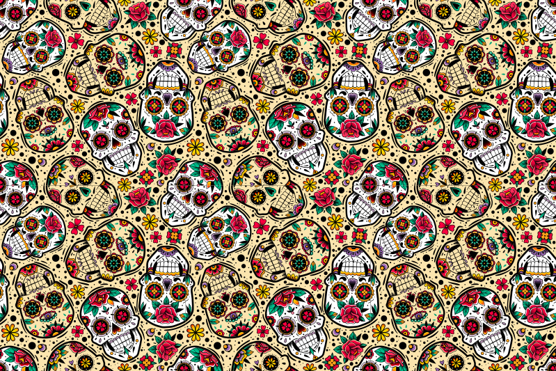 Halloween placemat colorful skull design - TenStickers