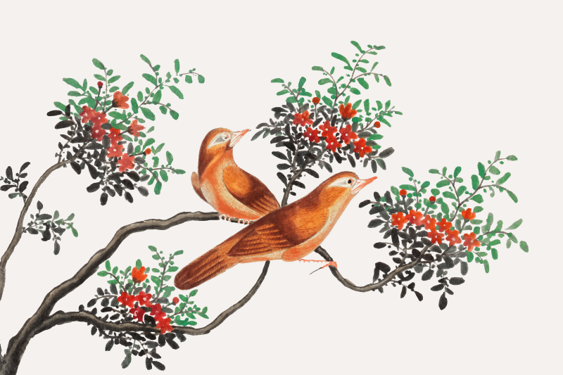 Original placemat elegant birds and berries - TenStickers