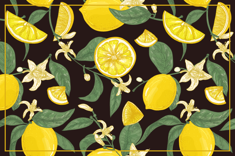 Original placemat lemon and floral design - TenStickers