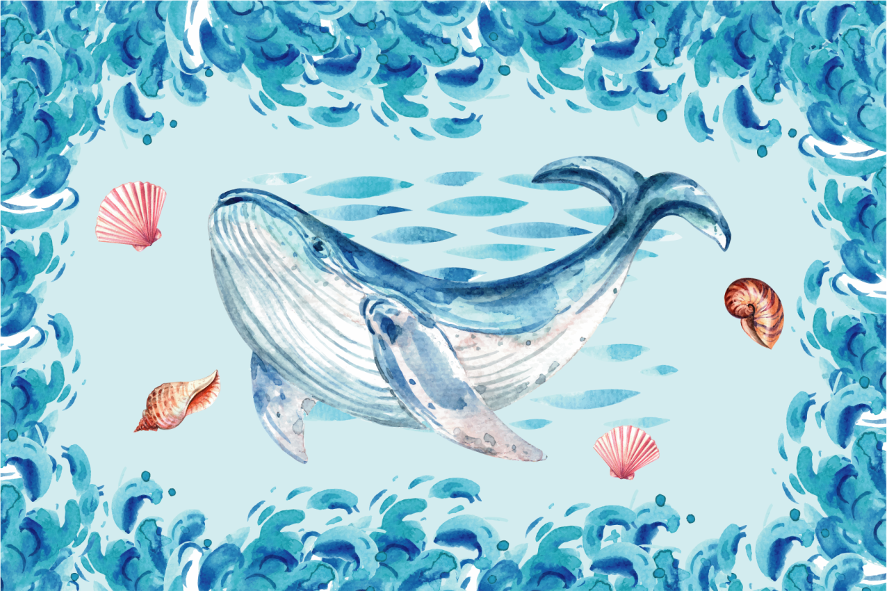 Original placemat whale ocean design - TenStickers