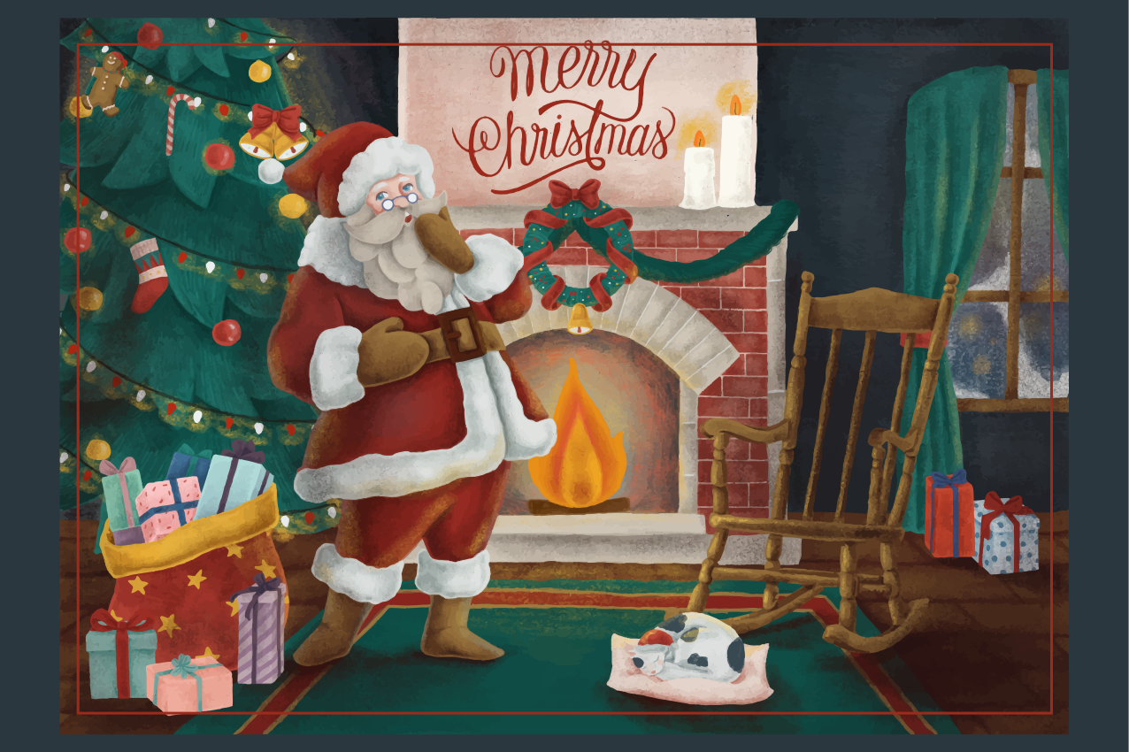 Christmas placemat santa claus celebration - TenStickers