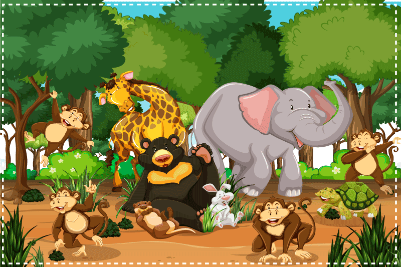 Group wild animal children placemats - TenStickers