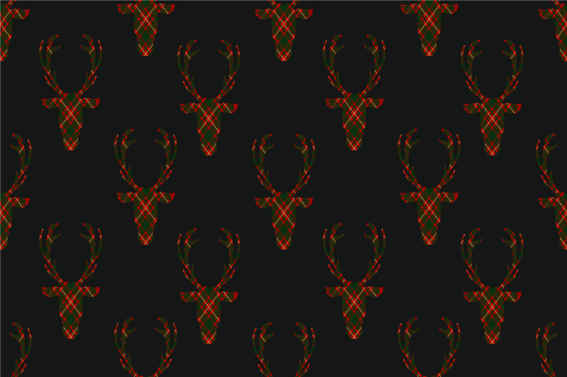 Christmas placemat plaid reindeer silhouettes - TenStickers