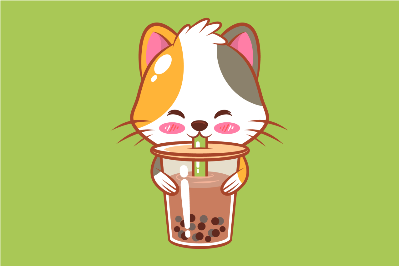 Children placemat cute cat drink - TenStickers