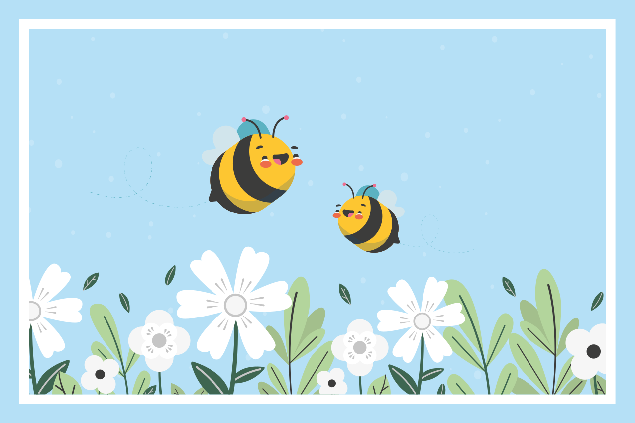 Cheerful bees flying children placemat - TenStickers