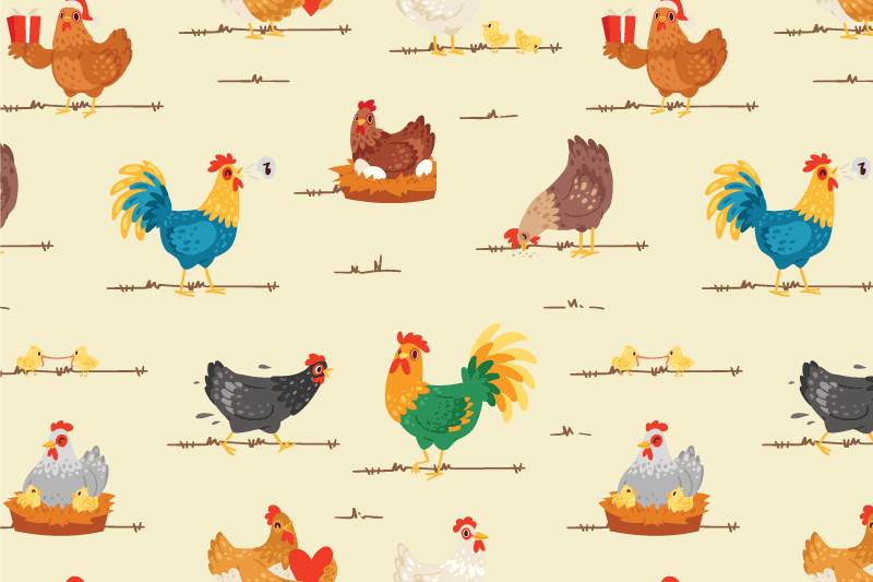 Chicken cartoon pattern Vinyl placemats - TenStickers