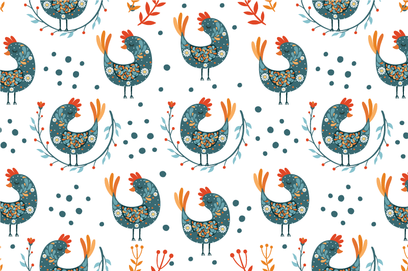 Original placemat colorful rooster design - TenStickers