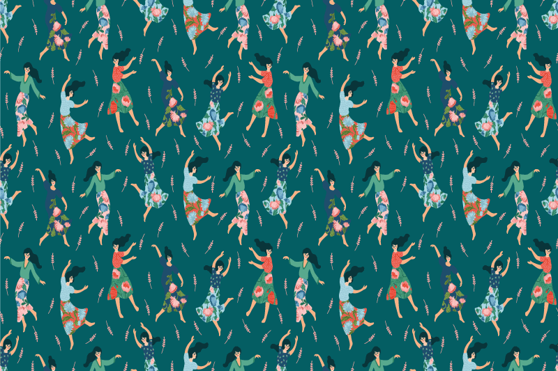 Original placemat dancing women design - TenStickers