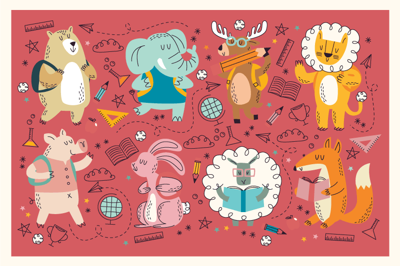 Children placemat colorful animal friends - TenStickers