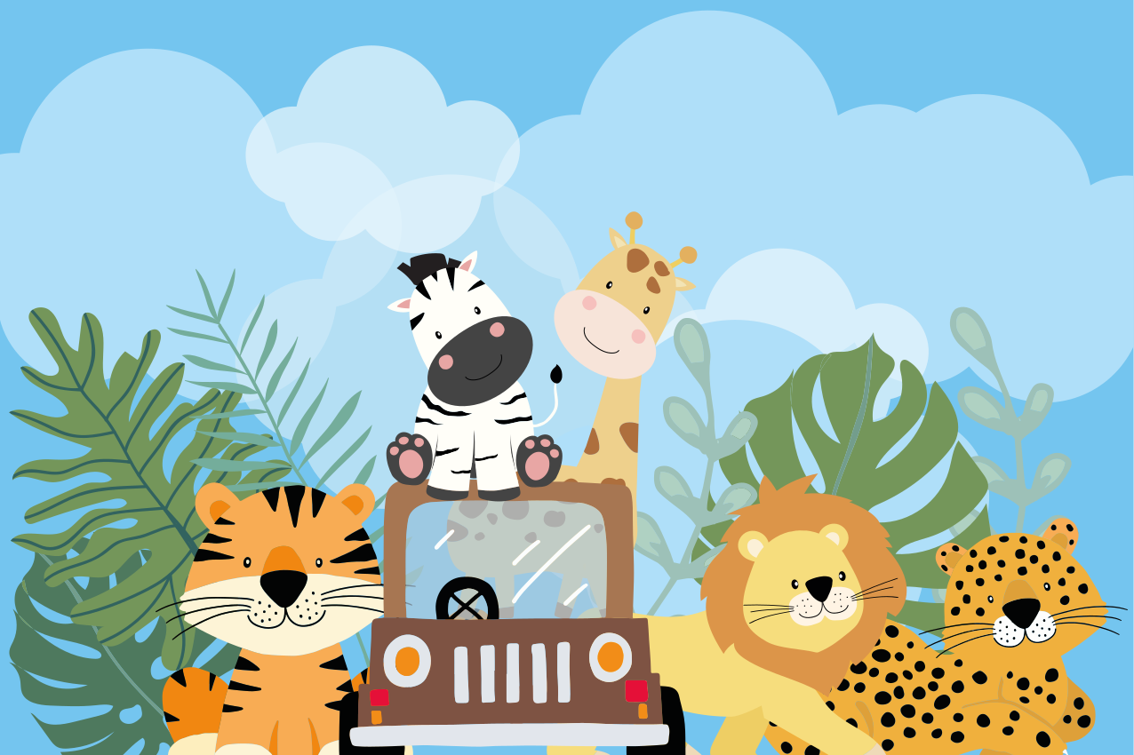Children placemat animal safari adventure - TenStickers