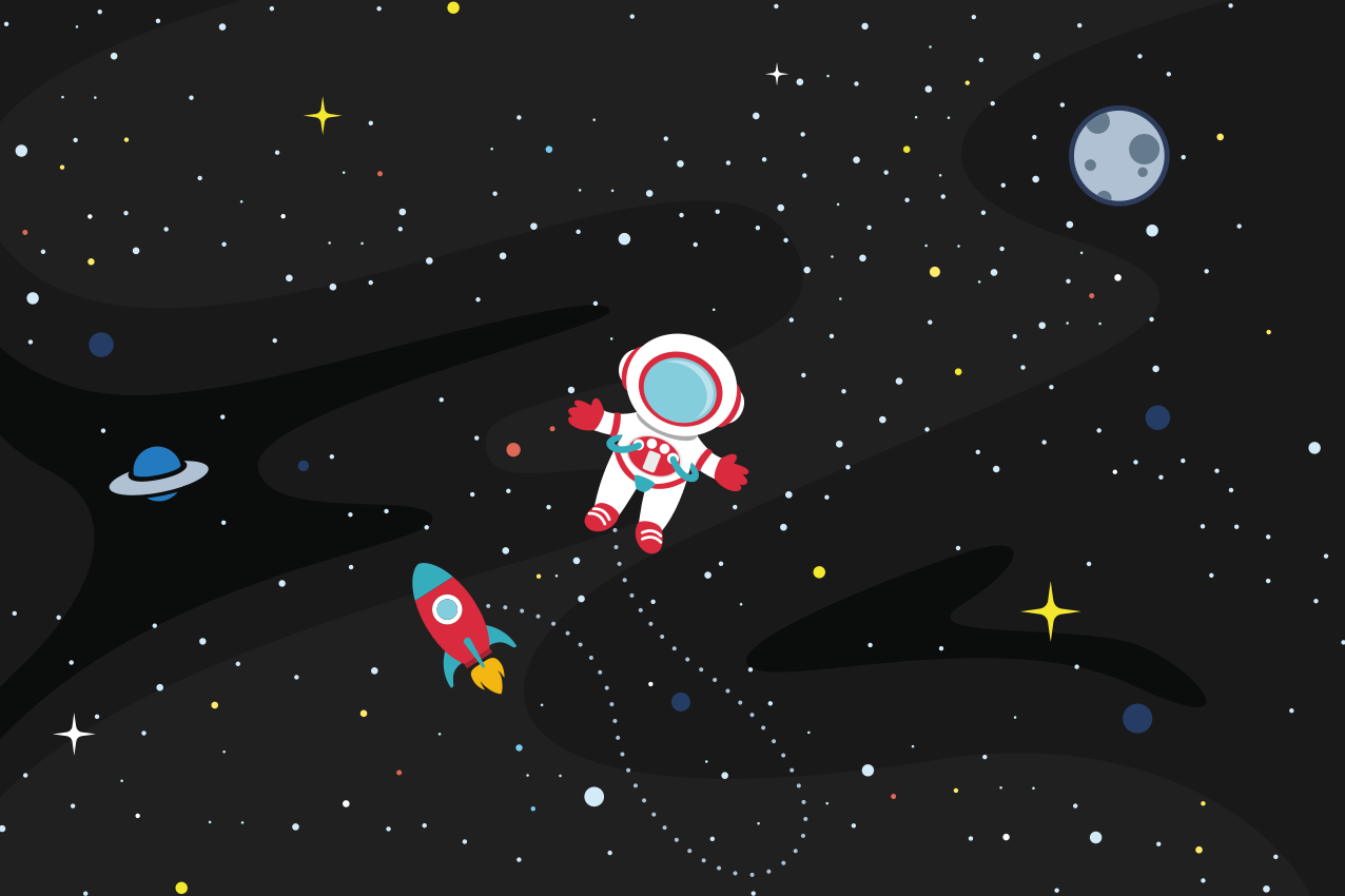 Lonely spaceman with rocket original placemats - TenStickers