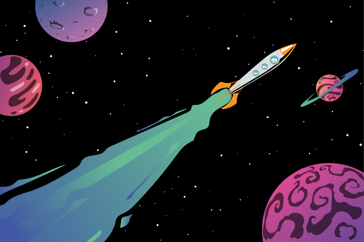 Children placemat rocket launching adventure - TenStickers