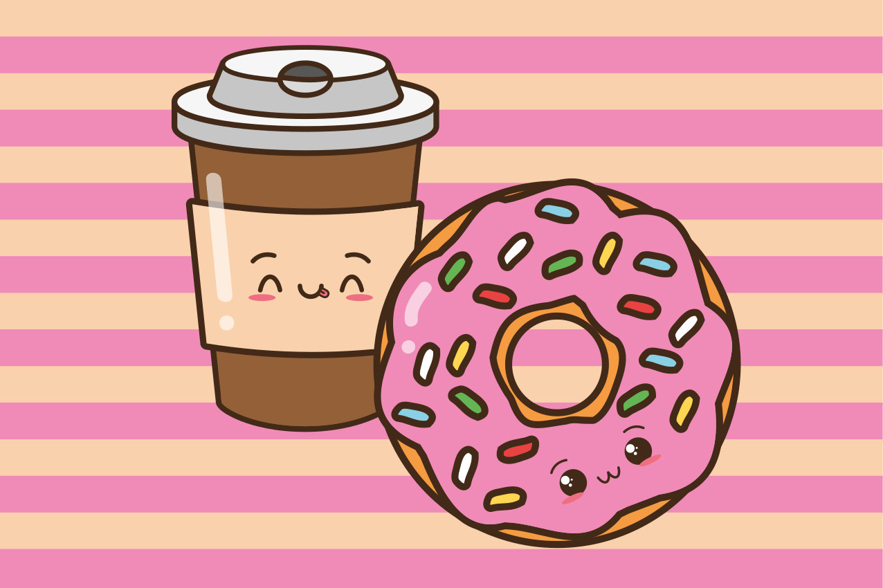 Children placemat cute coffee donut - TenStickers