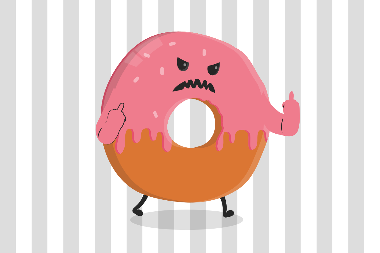 Angry pink donut original placemats - TenStickers