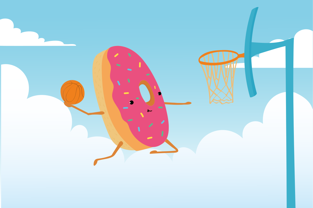 Donut playing basketball original placemats - TenStickers