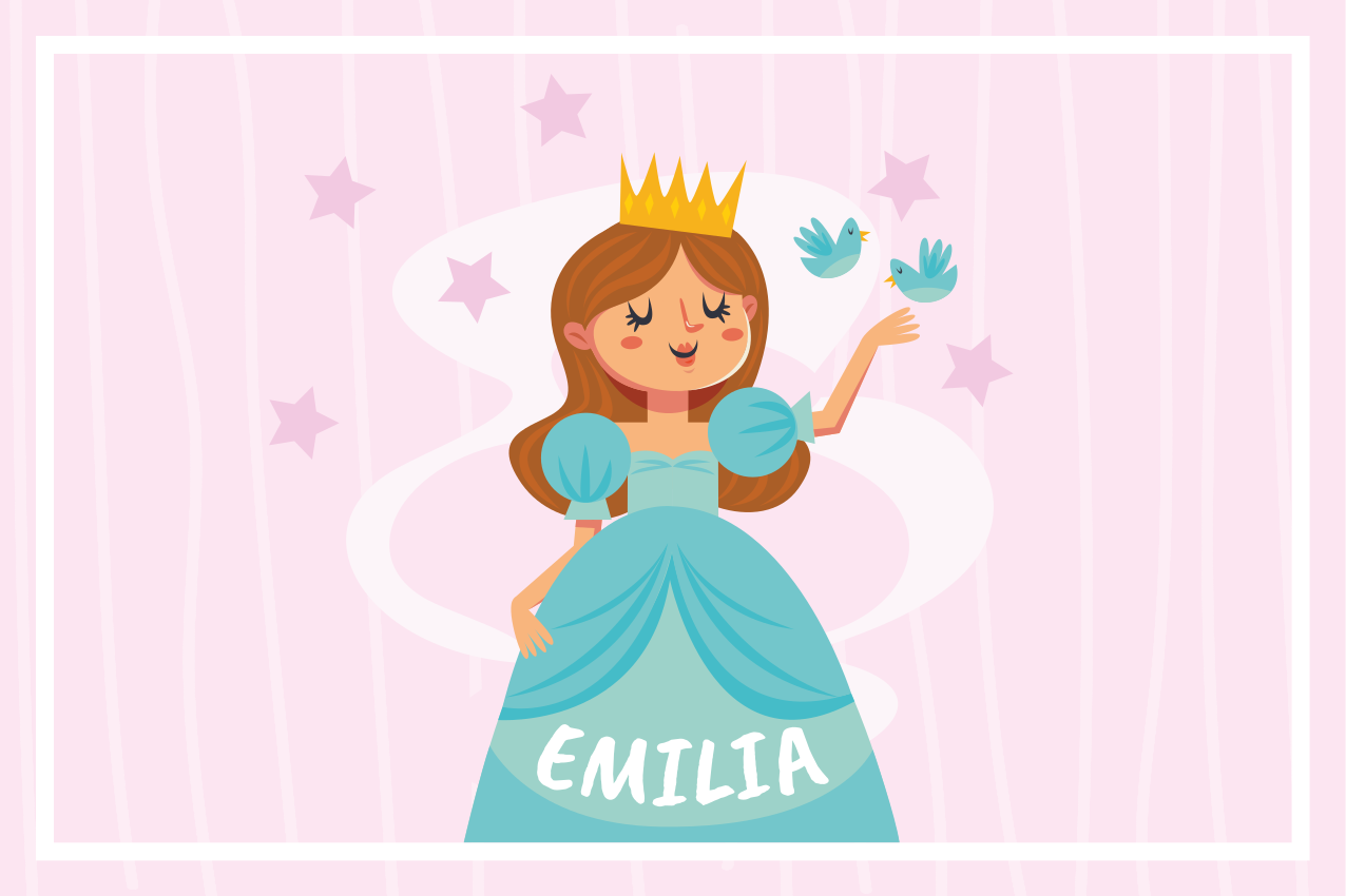 Cute princess with stars and birds placemats - TenStickers