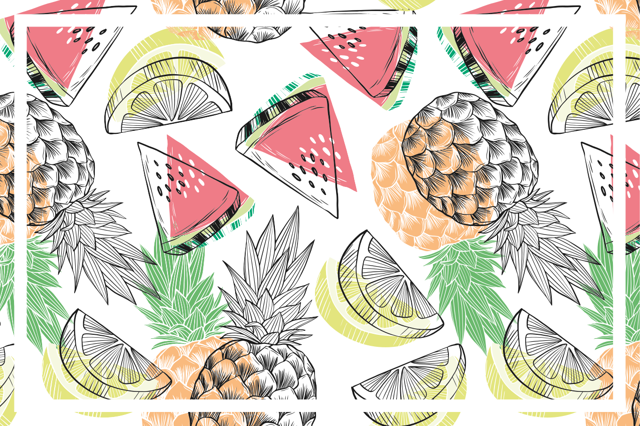 Summer fruit colorful pattern modern placemats - TenStickers