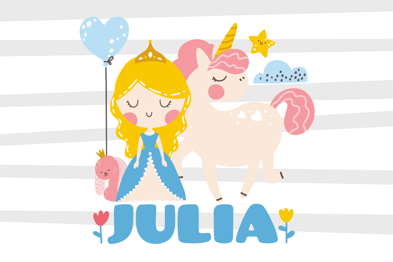 Cartoon princess and unicorn placemats - TenStickers