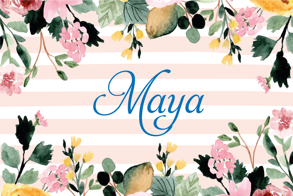 Stripes on flower border Personalised placemats - TenStickers