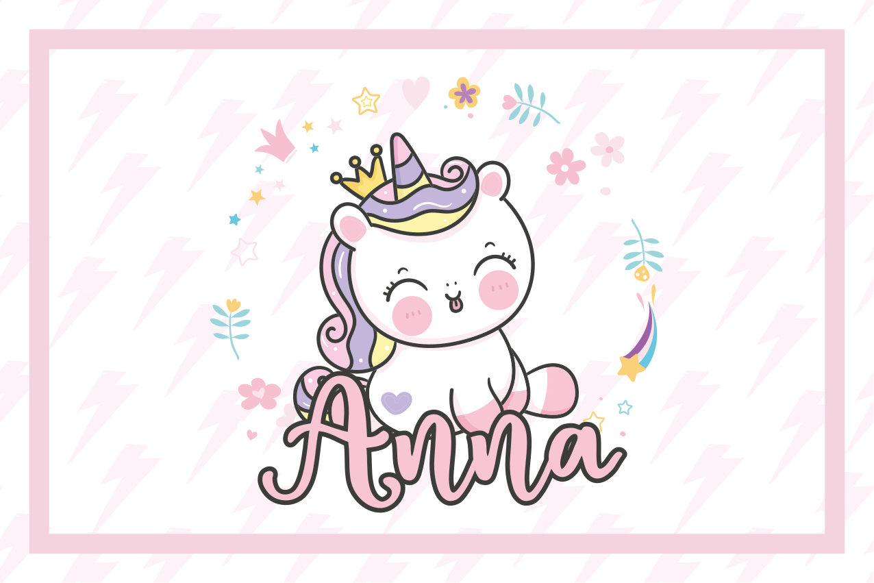 Pretty baby unicorn Personalised placemats - TenStickers