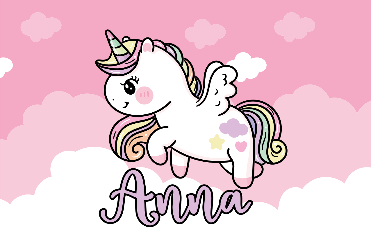 Pink magic unicorn Personalised placemats - TenStickers