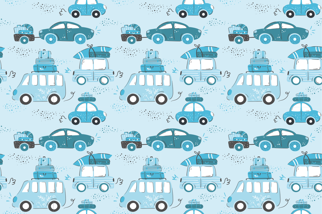 Blue city vehicles nordic children placemats - TenStickers
