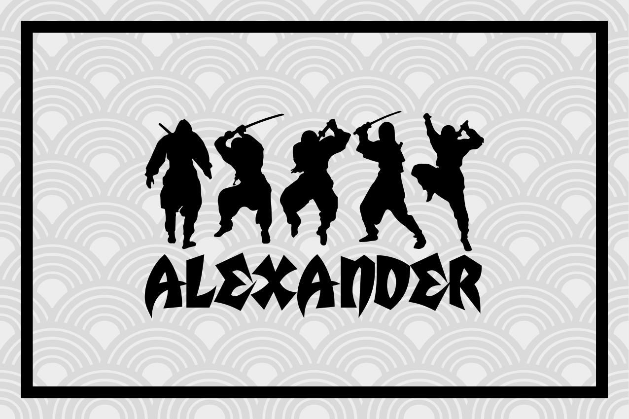 Personalisable placemat ninja warrior silhouettes - TenStickers