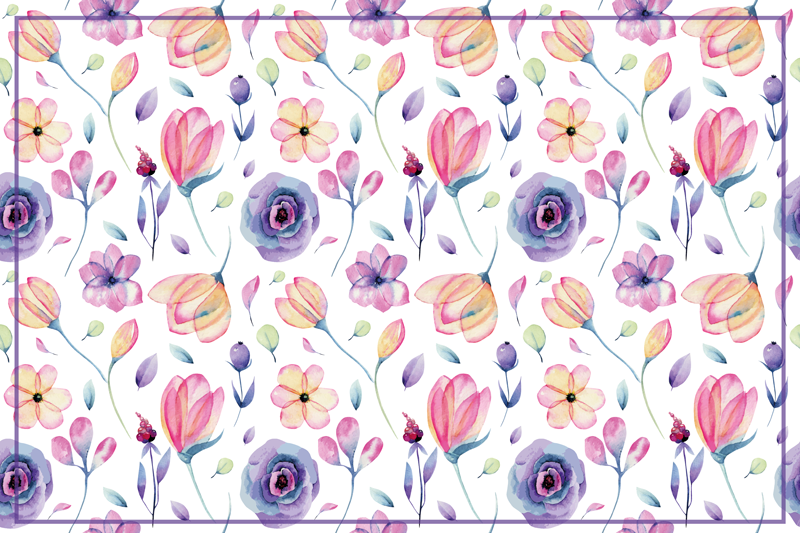 Purple delicate floral pattern placemats - TenStickers