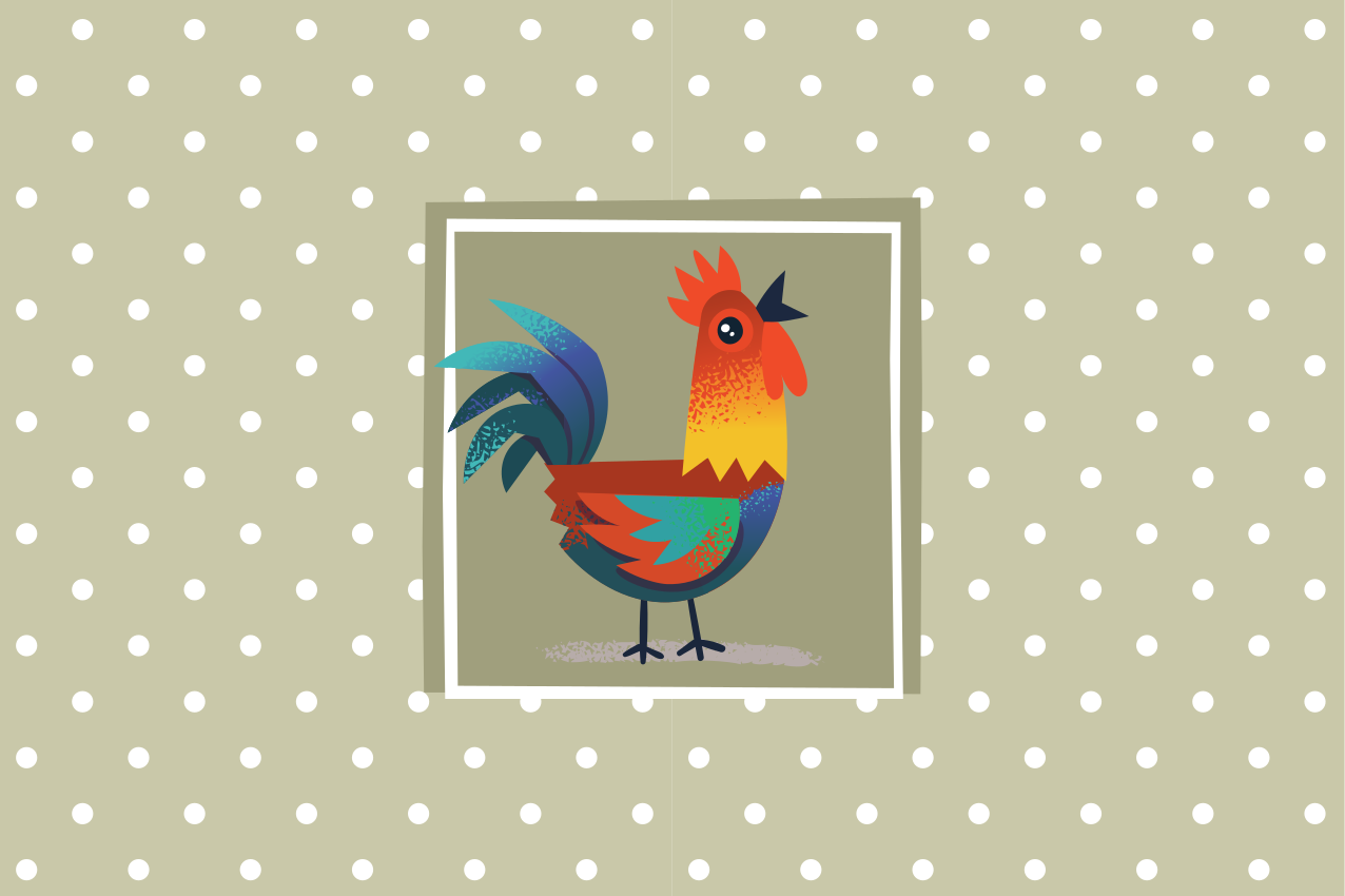 Children placemat featuring colorful rooster art - TenStickers