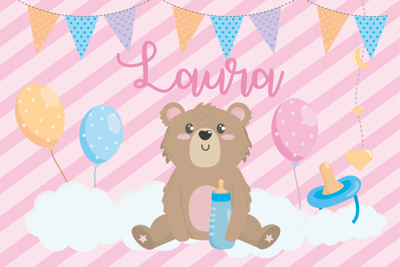 Children placemat cute bear balloon design - TenStickers