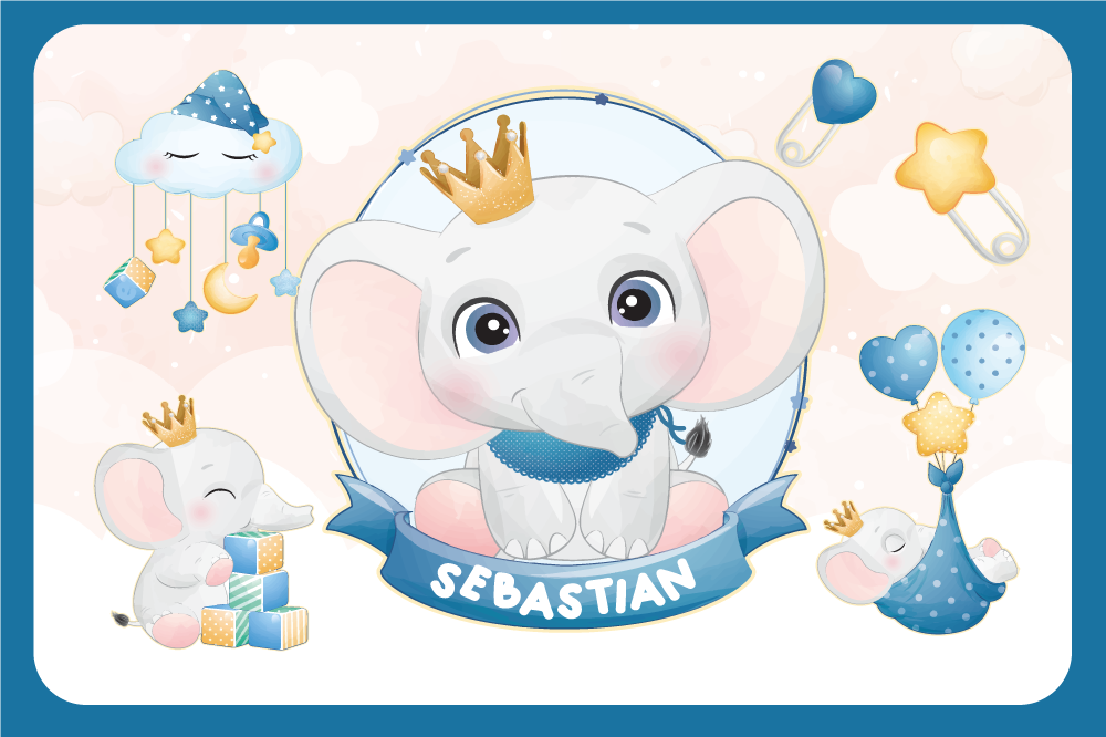 Children placemat with adorable elephant design - TenStickers