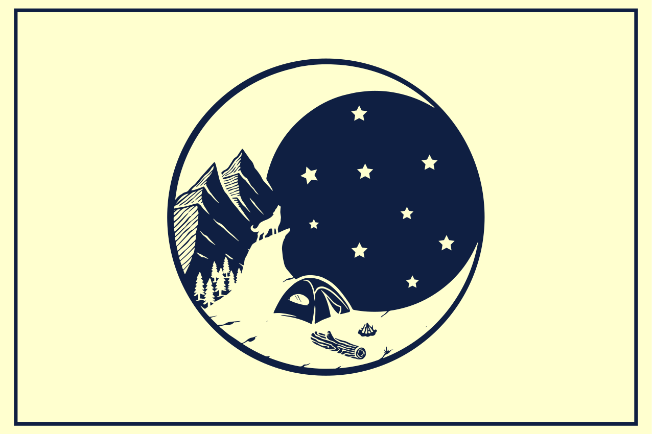 Original placemat mountain camping scene - TenStickers