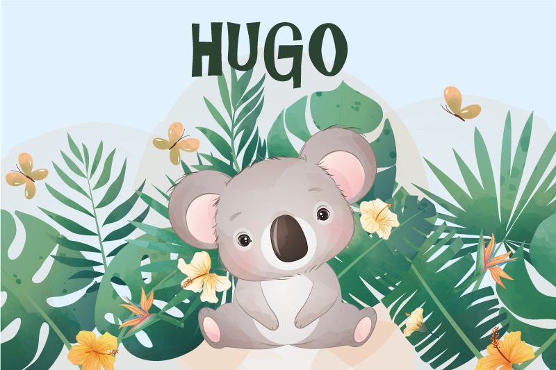 Cute koala for boy with name children placemats - TenStickers