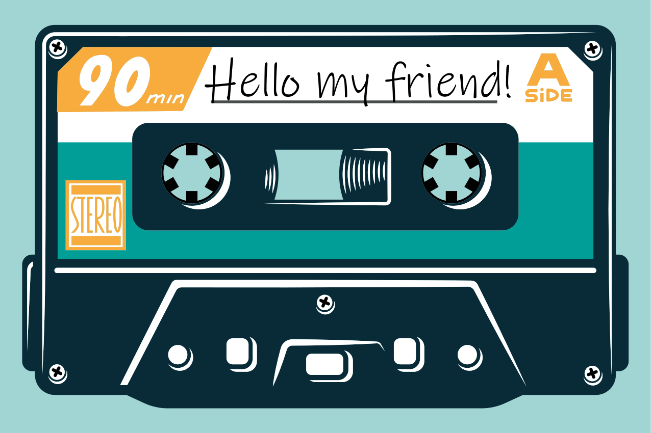 80s cassette tape with your text placemats - TenStickers