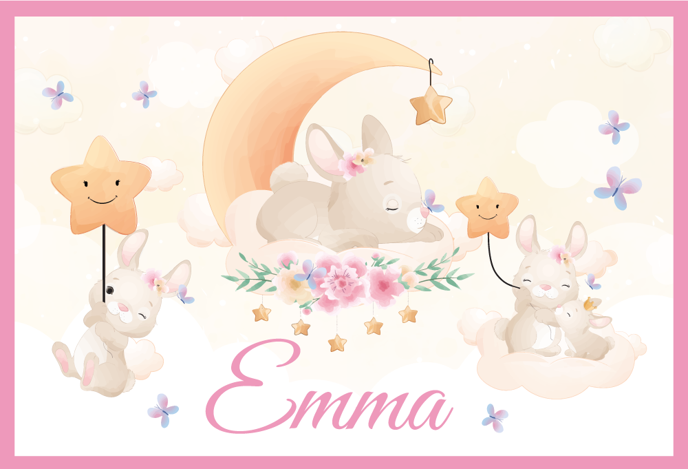 Children placemat bunny moon scene - TenStickers