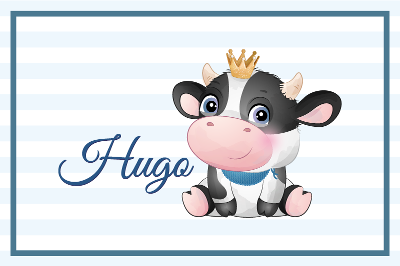 Children placemat with cow character illustration - TenStickers