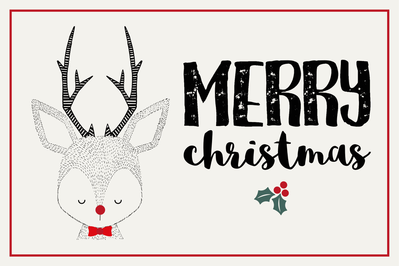 Christmas placemat merry reindeer design - TenStickers