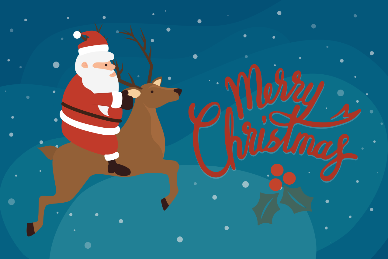 Santa claus with reindeer Christmas placemats - TenStickers