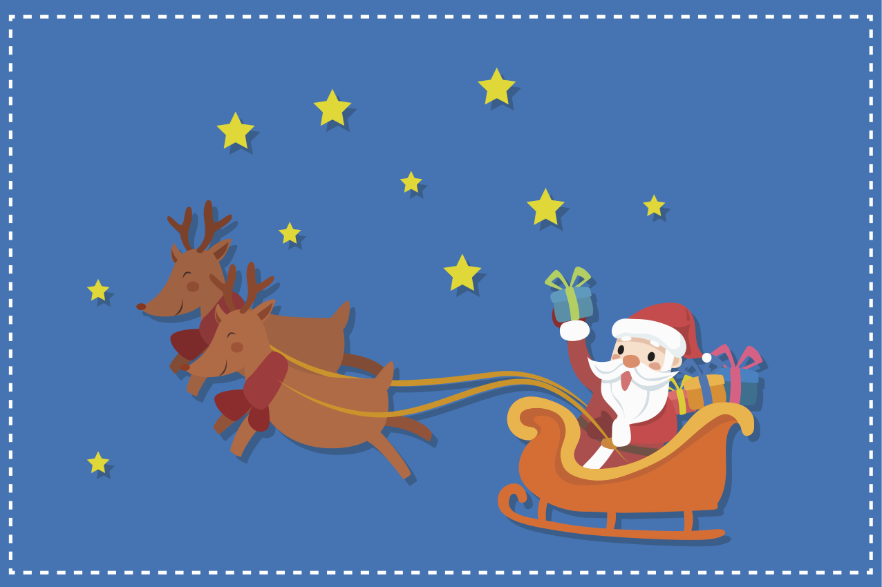 Cartoon Santa in his sleigh Christmas placemats - TenStickers