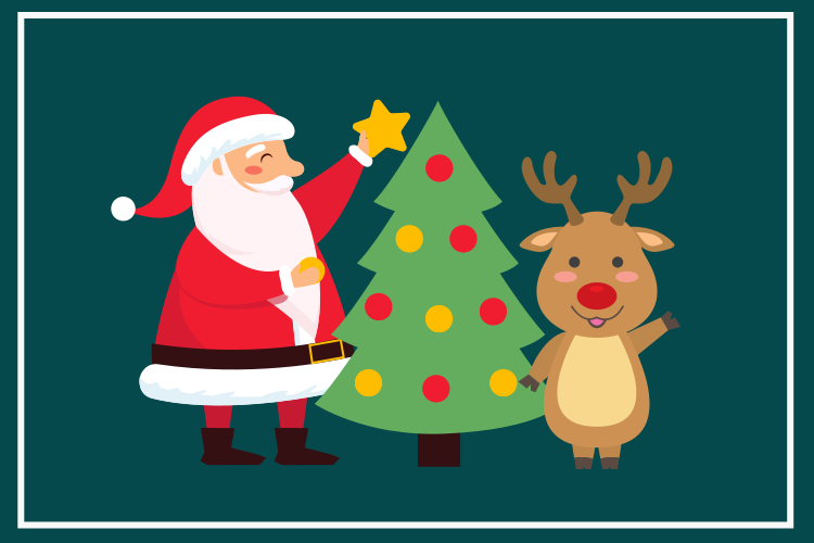 Christmas placemat santa and reindeer - TenStickers